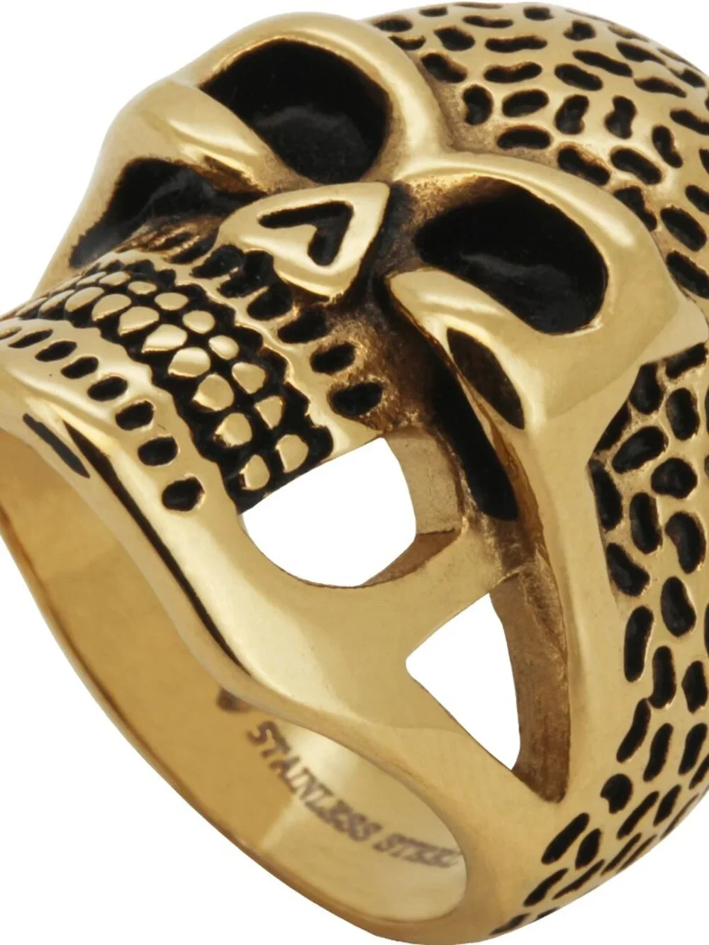 316L Stainless Steel 18k Yellow Gold Plated Gothic Skull Ring